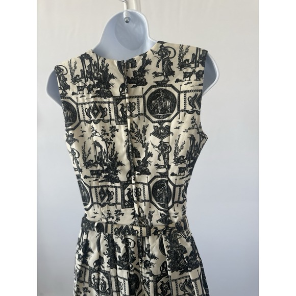 SAMANTHA SUNG  Black and Ivory Ancient Roman Print A Line Dress, Sz: 4 (b43) - Picture 4 of 13